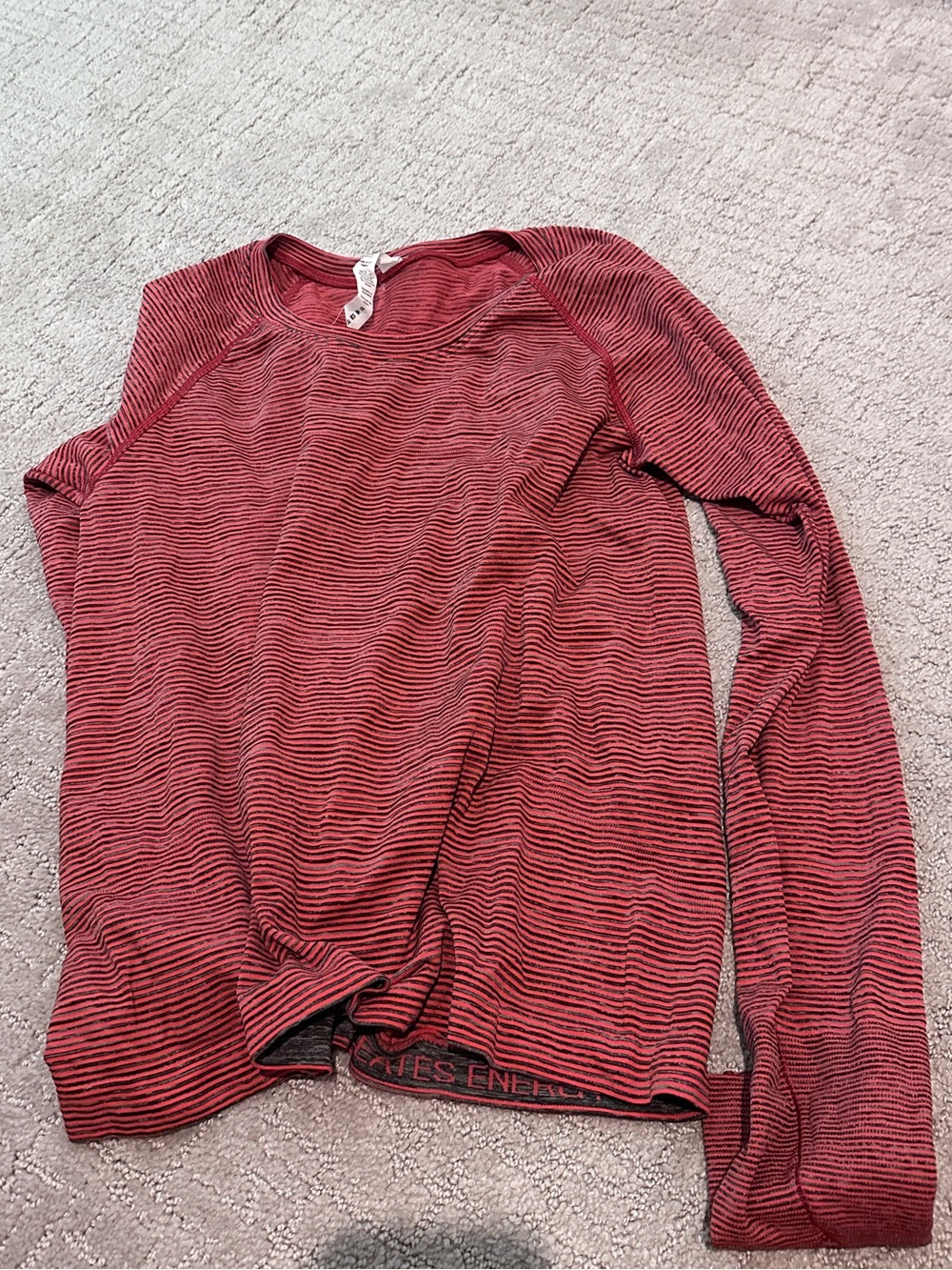lululemon athletica Women's Red Striped Long-Sleeve Top